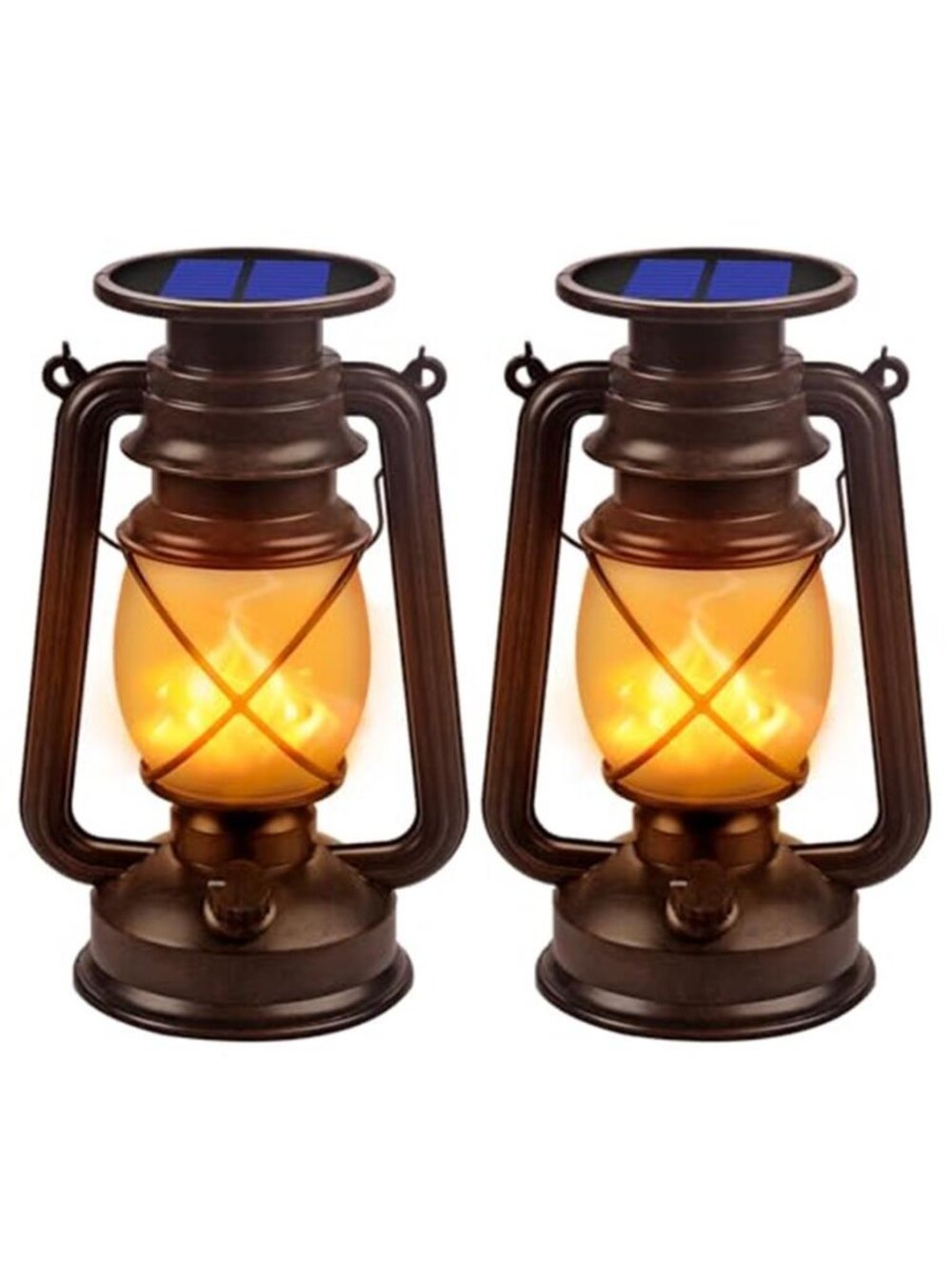 Solar Lanterns Outdoor Waterproof 2 Pack LED Flickering Light